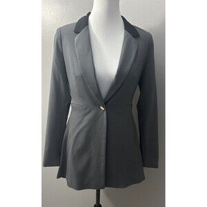VENUS Dark Gray W/ Black Collar high/Low 1 Button suit tuxedo blazer Size 2